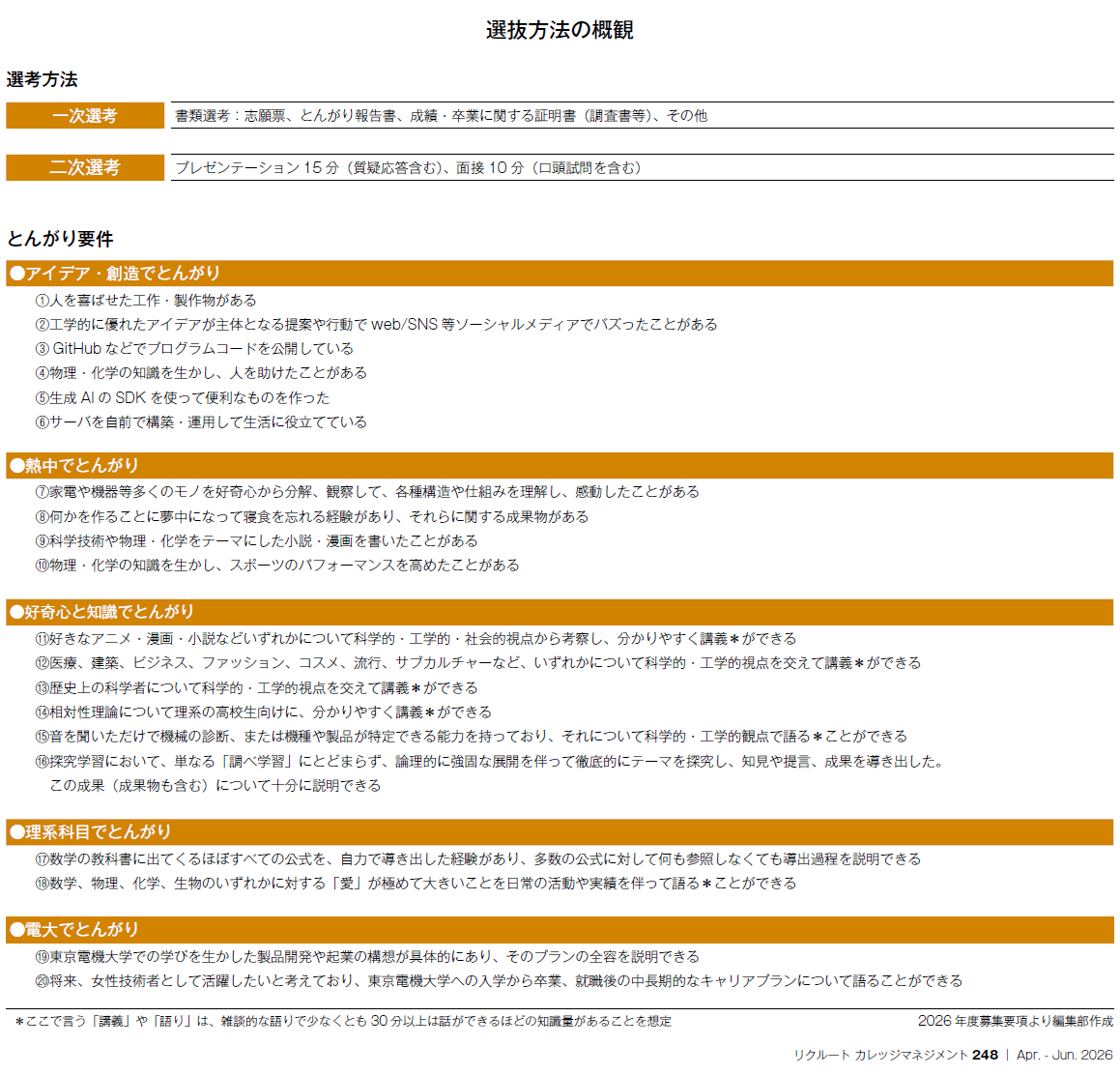 選抜方法の概観