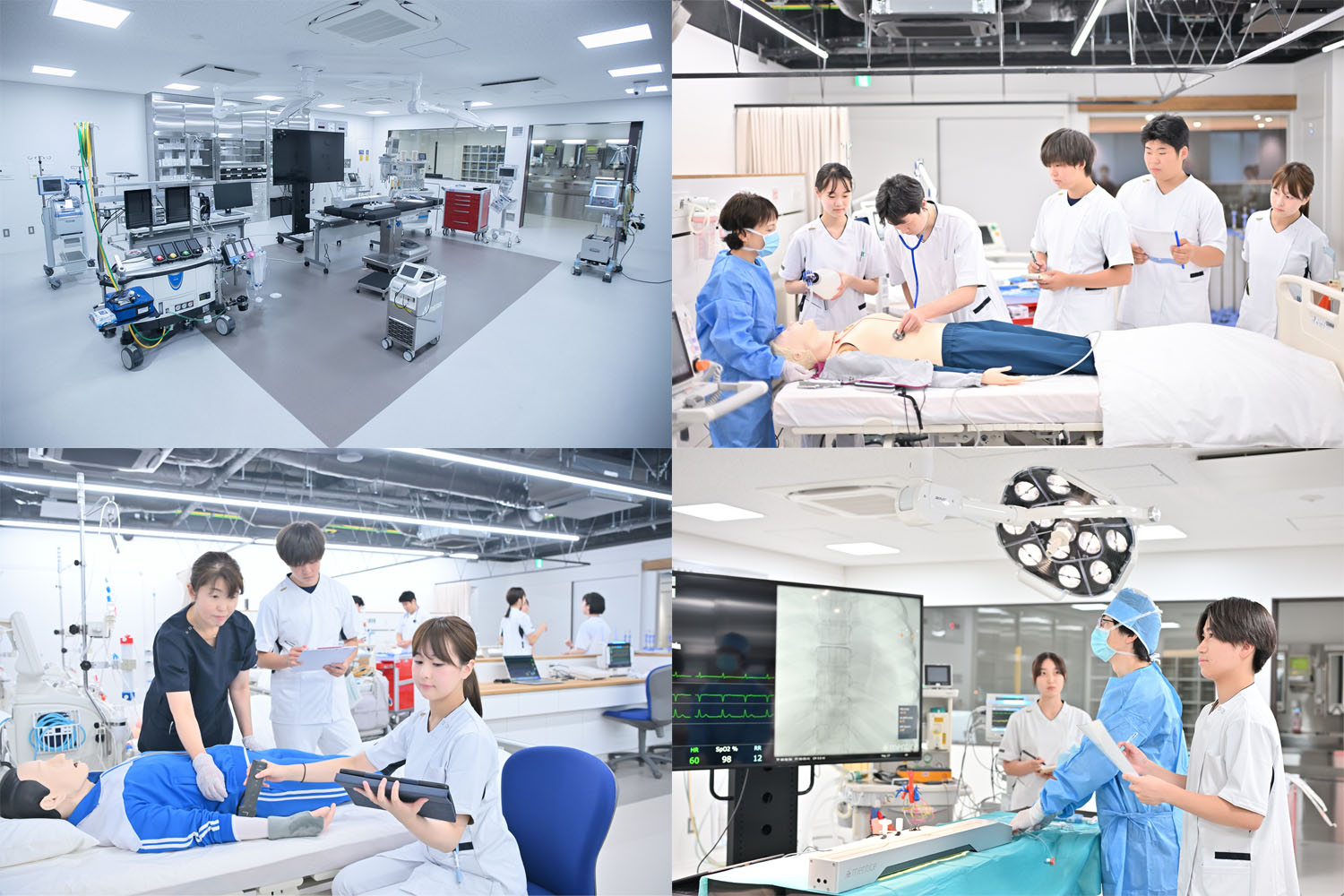 画像:京都橘大学/アカデミックテラス 3Fの臨床工学科エリアでは、医療現場を再現した設備を備え、生命維持管理装置の操作や手術支援など臨床工学技士に必要な知識・技術を習得する。